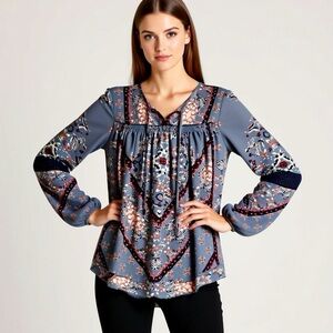 2/$30 Knox Rose Women’s Boho Peasant Long Sleeve Top Size Small